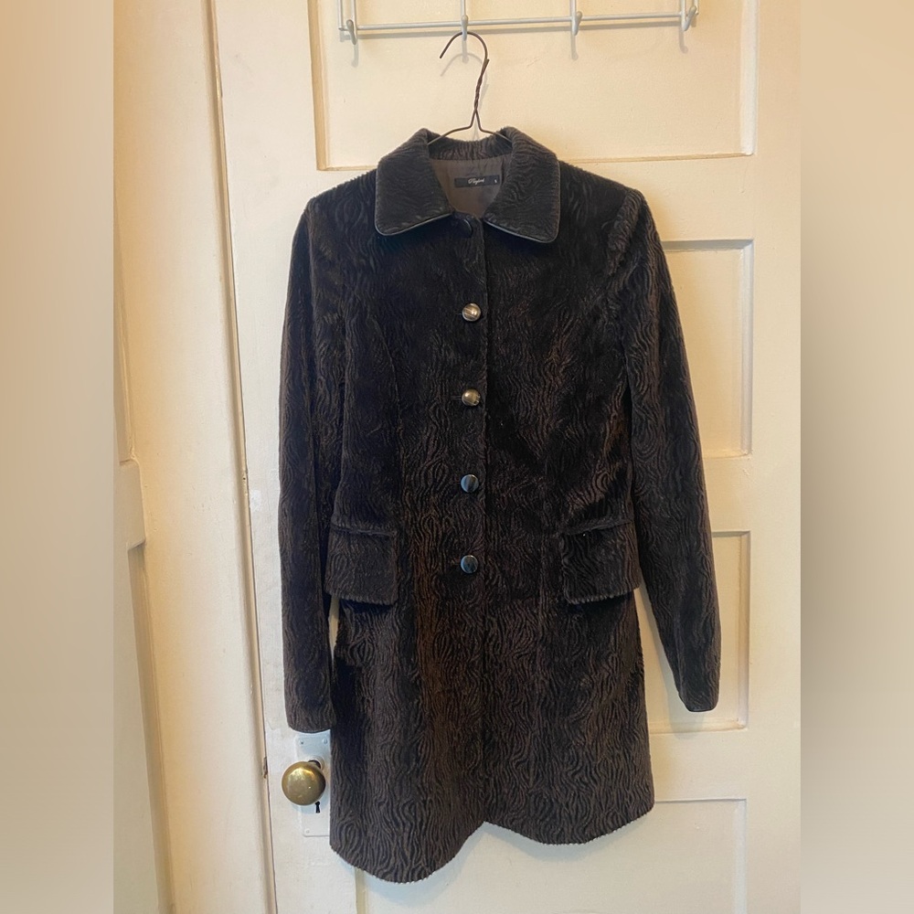 Fuzzy brown trench coat